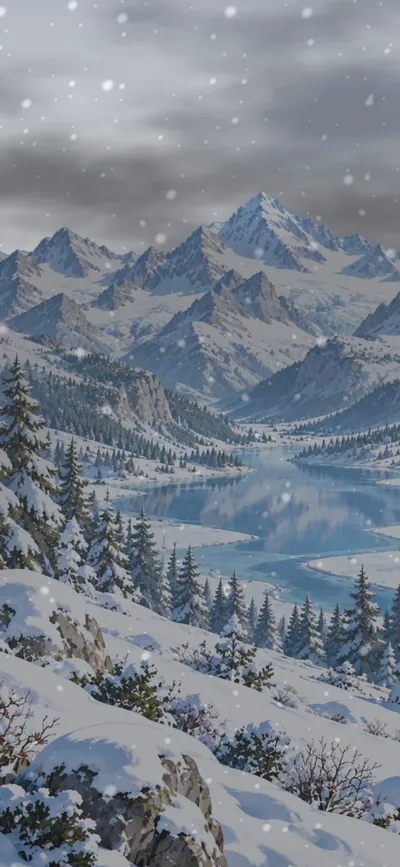 Snow falling in winter
