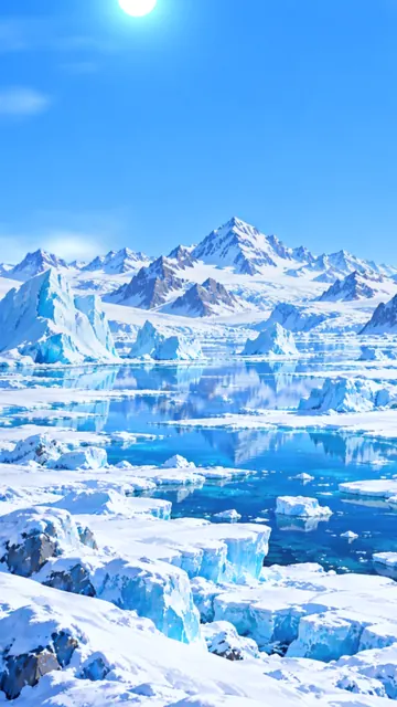Packeis und Eisberge im Winter